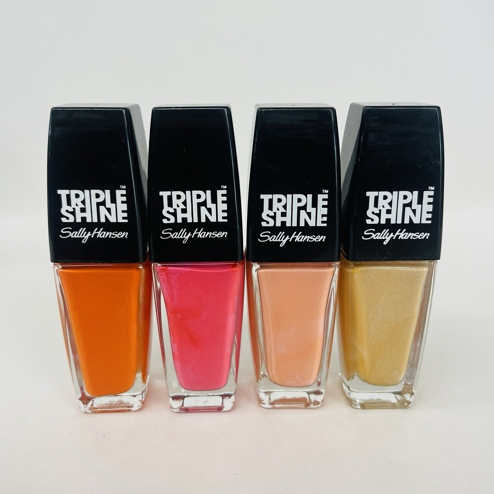 4 Sally Hansen Triple Shine Nail Polish Nail Polish Shiny Multicolor Orange Pink